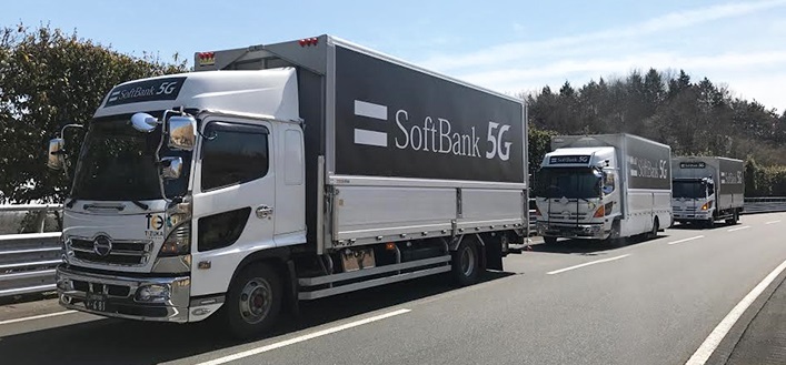 SoftBank Achieves Low-Latency 5G Transmission in Truck Platooning Test